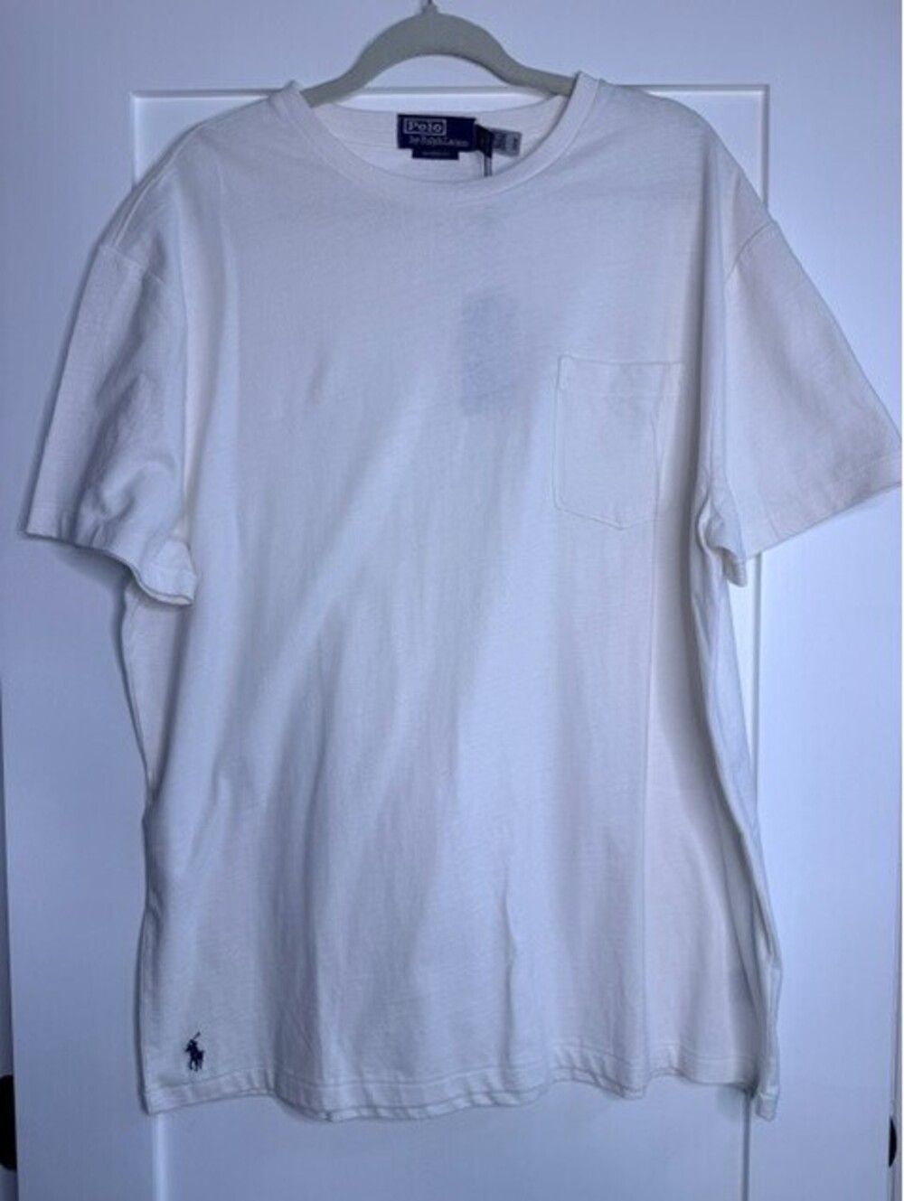 Polo Ralph Lauren Men's T shirt White Pocket Tee Short Sleeve Pony Logo Size L